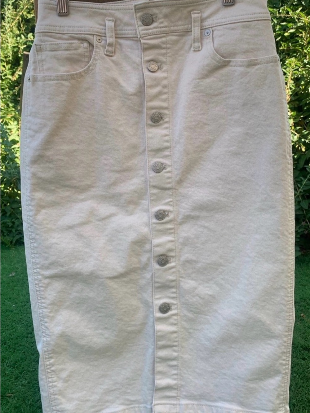 Madewell Off-white Button Down Denim Skirt